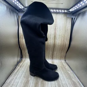 Stuart Weitzman Over The Knee Boots Women's Size 7 Black Suede Shoes Round Toe