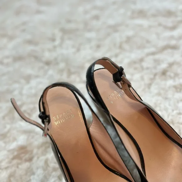 Stuart Weitzman Riveria Patent Leather Slingback Sandal Wedges Size 7.5