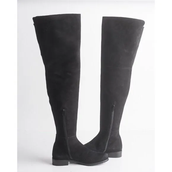 Stuart Weitzman Womens Black Suede Thigh High Boots Flats Pull On Sz US 6