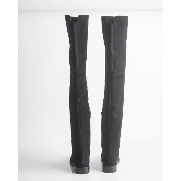 Stuart Weitzman Womens Black Suede Thigh High Boots Flats Pull On Sz US 6