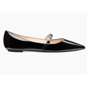 Stuart Weitzman Womens Emilia Mary Jane Flats Sz 10 Black Patent Pointed Toe NIB