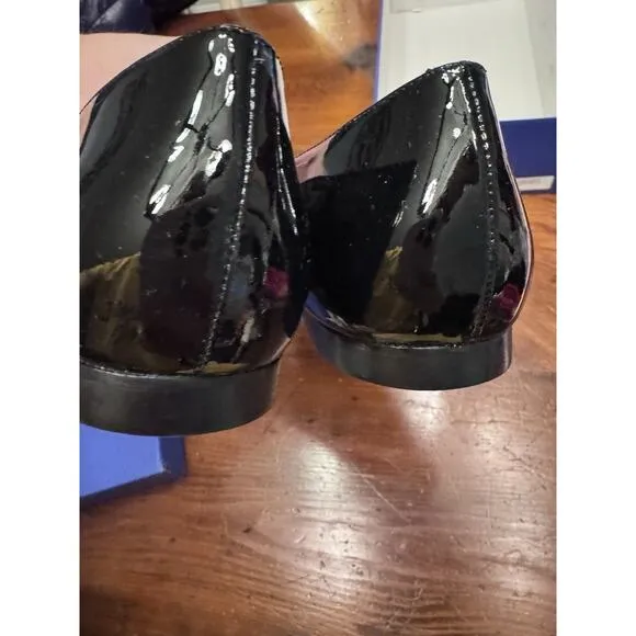 Stuart Weitzman Womens Emilia Mary Jane Flats Sz 10 Black Patent Pointed Toe NIB