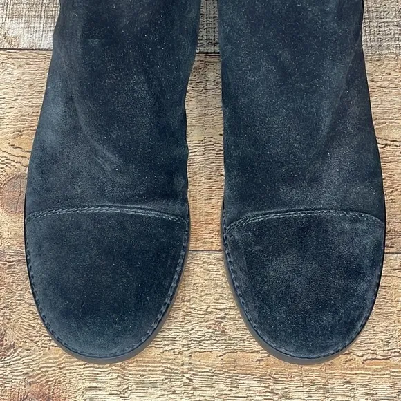 Stuart Wietzman Duluth Black Suede Boots Leopard Lining Size 9.5 N