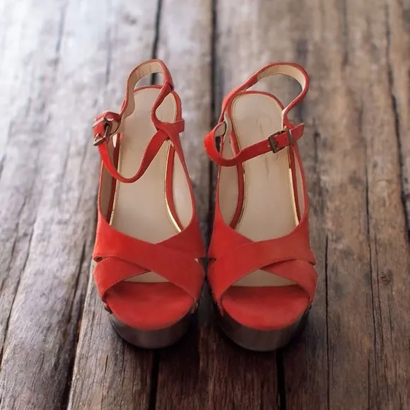 Stylish Orange Wedge Sandals