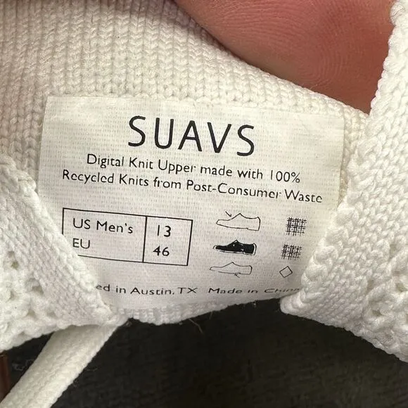Suavs Shoes Men's 13 White The 247 Casual Sneaker Ivory‎ Knit Round Toe Lace Up