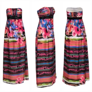 Sue Wong Multicolor Floral Print Strapless Maxi Gown Women's Size 2, New!