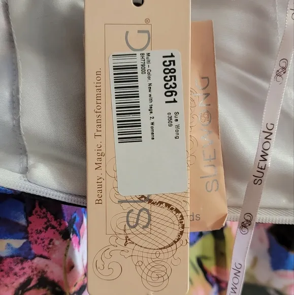 Sue Wong Multicolor Floral Print Strapless Maxi Gown Women's Size 2, New!