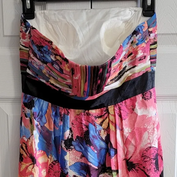 Sue Wong Multicolor Floral Print Strapless Maxi Gown Women's Size 2, New!