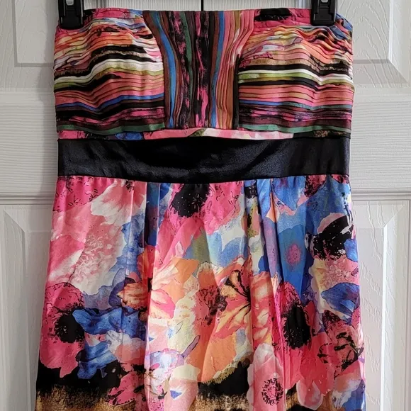 Sue Wong Multicolor Floral Print Strapless Maxi Gown Women's Size 2, New!