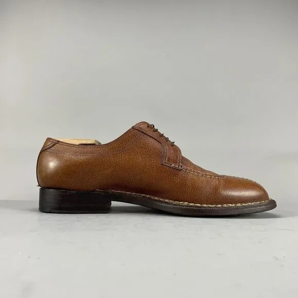 Sutor Mantellassi Men’s 10 Brown Leather Hand Tooled Split Toe Derby Dress Shoes