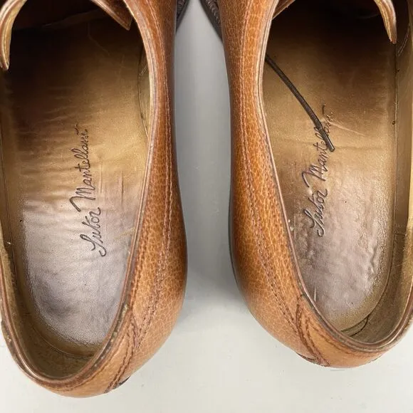 Sutor Mantellassi Men’s 10 Brown Leather Hand Tooled Split Toe Derby Dress Shoes