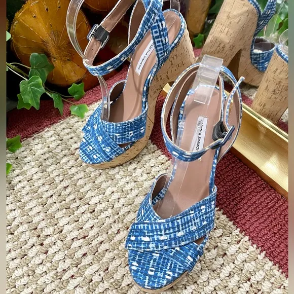 TABITHA SIMMONS Elena Crisscross Platform Cork Wedge Sandals  Size 39.5 / US 9