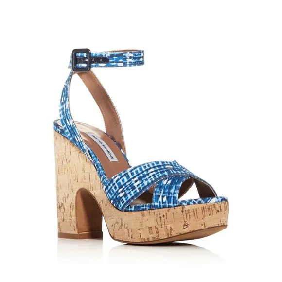 TABITHA SIMMONS Elena Crisscross Platform Cork Wedge Sandals  Size 39.5 / US 9
