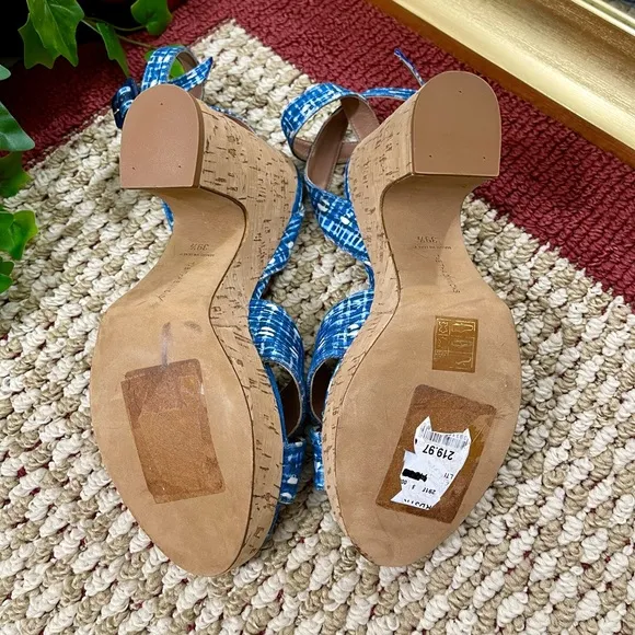 TABITHA SIMMONS Elena Crisscross Platform Cork Wedge Sandals  Size 39.5 / US 9