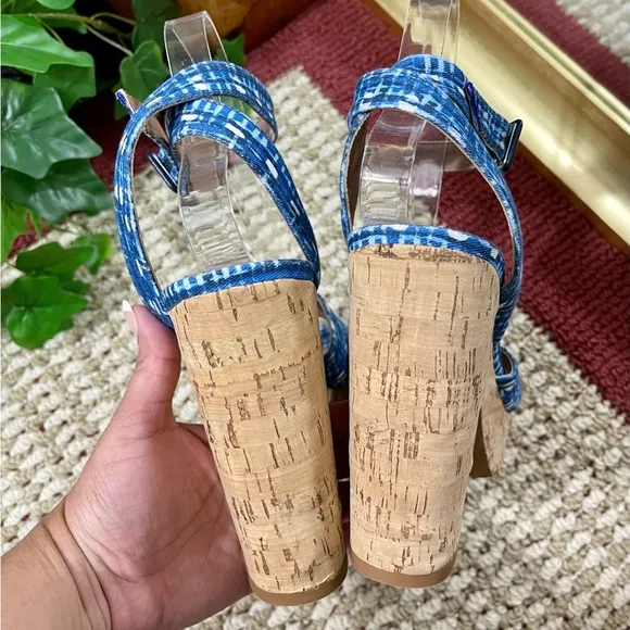 TABITHA SIMMONS Elena Crisscross Platform Cork Wedge Sandals  Size 39.5 / US 9