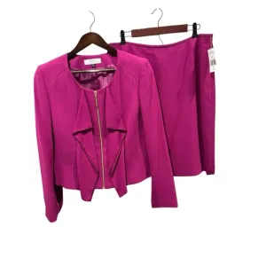 Tahari Arthur Levine Women 2PC Fuchsia Skirt Suit‎ Sz 16 Gold Zipper $280 NEW