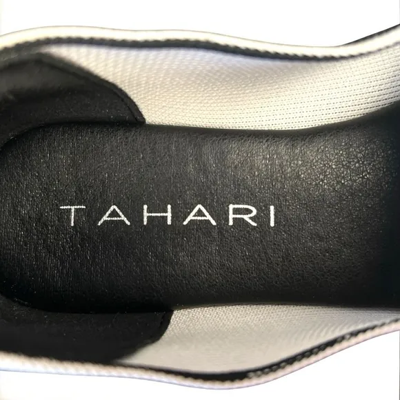 Tahari Florentia Flats, Black and White with Tie Knot