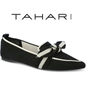 Tahari Florentia Flats, Black and White with Tie Knot