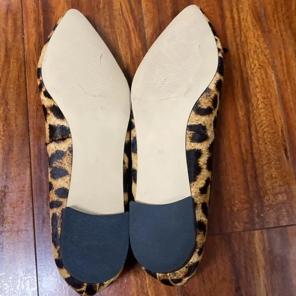 Talbots poppy hair calf heart leopard, print ballet flat Size 8M