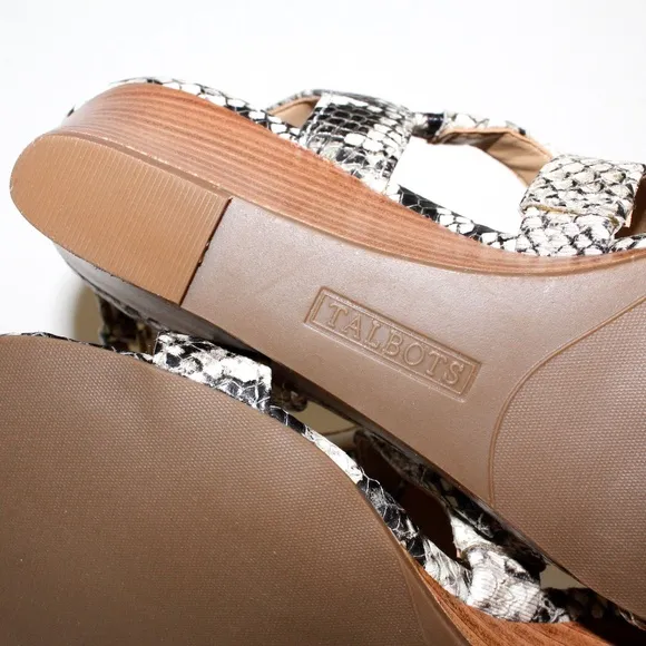 Talbots Royce Snakeskin Print Leather Wedge Heels
