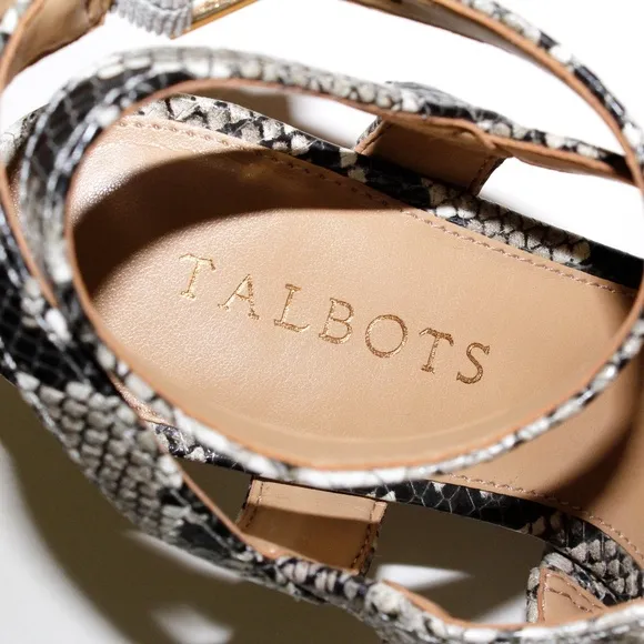 Talbots Royce Snakeskin Print Leather Wedge Heels