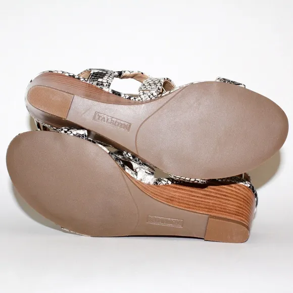 Talbots Royce Snakeskin Print Leather Wedge Heels