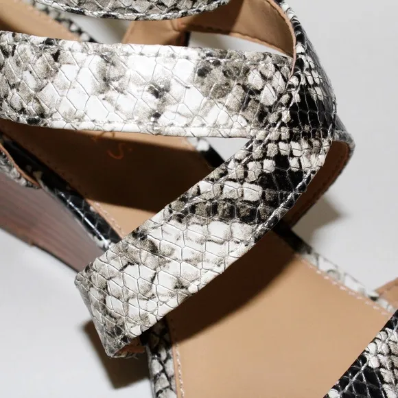Talbots Royce Snakeskin Print Leather Wedge Heels