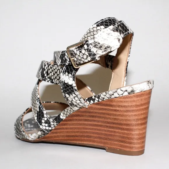 Talbots Royce Snakeskin Print Leather Wedge Heels