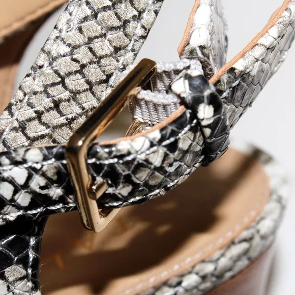 Talbots Royce Snakeskin Print Leather Wedge Heels