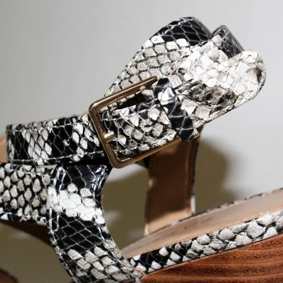 Talbots Royce Snakeskin Print Leather Wedge Heels