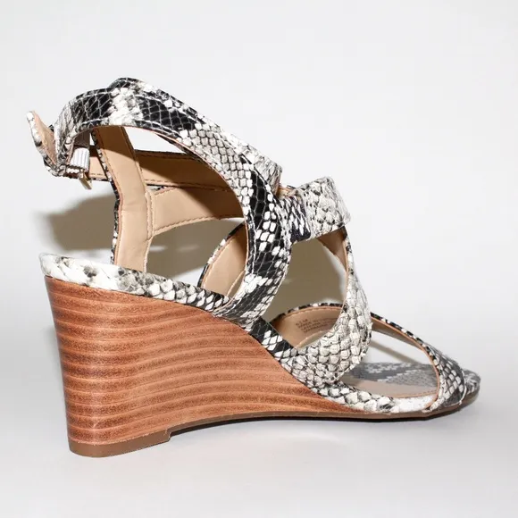 Talbots Royce Snakeskin Print Leather Wedge Heels
