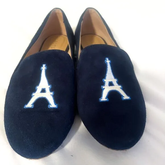 Talbots Ryan Embroidered Eiffel Tower Flats 8.5