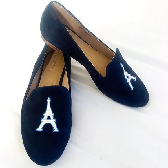 Talbots Ryan Embroidered Eiffel Tower Flats 8.5