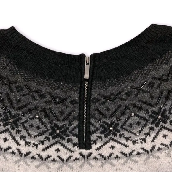 [Talbots] White Nordic Beaded Sweater