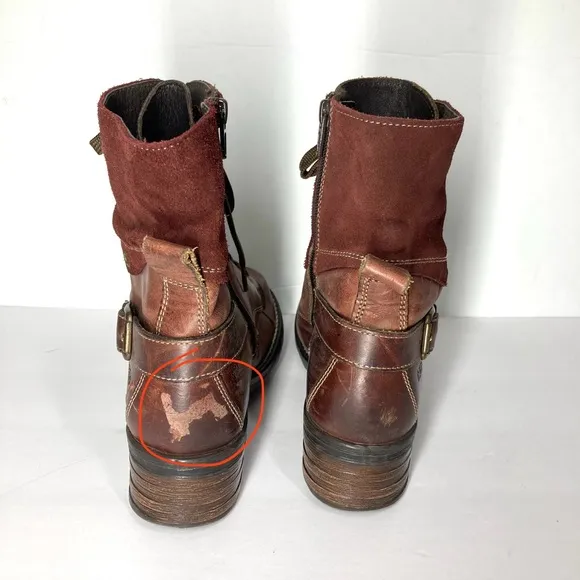 Taos Burgundy Women's CRAVE Distressed Leather Suede Side Zip Combat Boots 6.5