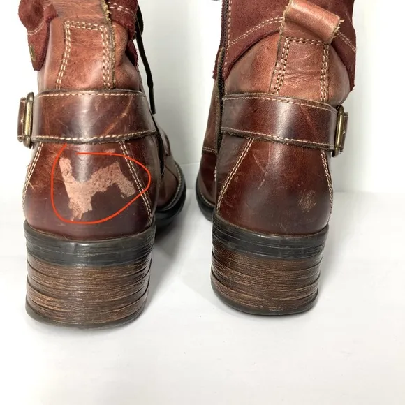 Taos Burgundy Women's CRAVE Distressed Leather Suede Side Zip Combat Boots 6.5