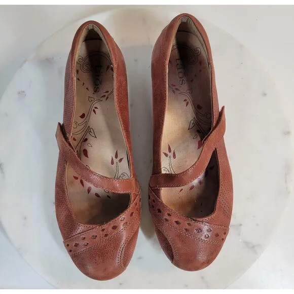 Taos Womens Scamp Mary Janes 7 Red Leather Arch Support Comfort Shoes