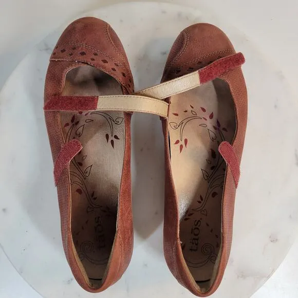 Taos Womens Scamp Mary Janes 7 Red Leather Arch Support Comfort Shoes