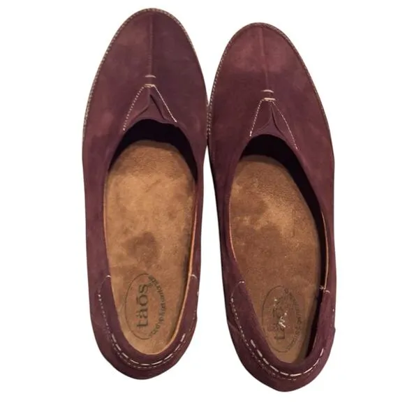 TAOS Z1241 Marvey Bordeaux Suede Slip-On Flats EU41