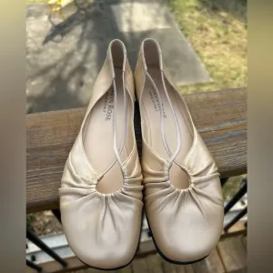 Taryn Rose Bryan gold criss-cross ballerina flats