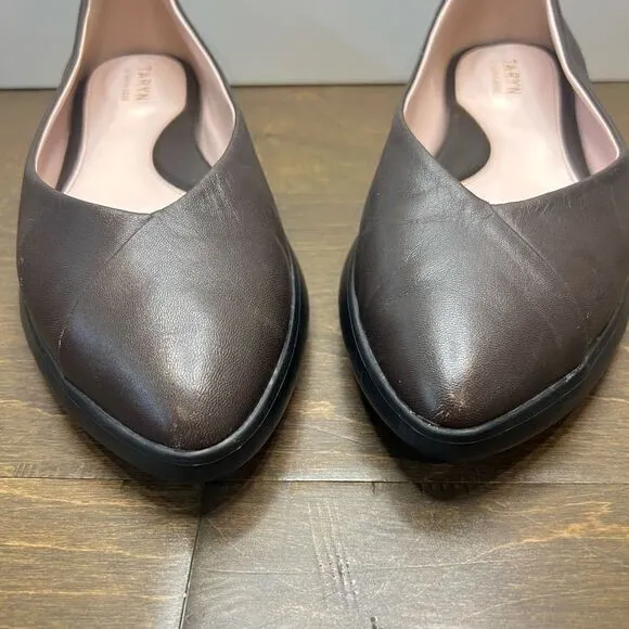 Taryn Rose Devon Women Flats Women’s 7.5B Brown Leather Shoes Comfort