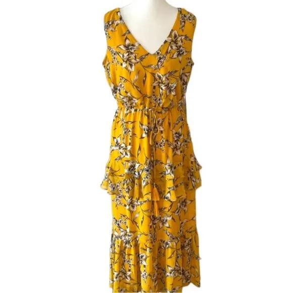 Taylor 12 Dress Marigold Sleeveless Tiered Floral Maxi Midi Boho Nordstrom