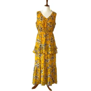 Taylor 12 Dress Marigold Sleeveless Tiered Floral Maxi Midi Boho Nordstrom