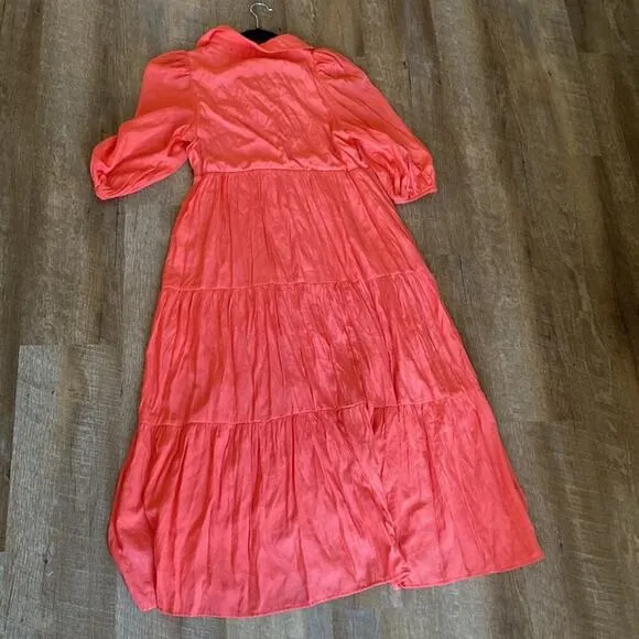 TCEC Tiered Midi Dress in Coral Size M