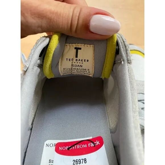 Ted Baker &quot;Eden&quot; gray yellow running shoes Sneakers Womens lace up
