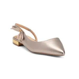 TED BAKER Bronze Leather Jane Bow Flats