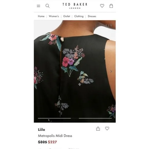 Ted Baker Liilo Metropolis Women's Floral Print Sleeveless Dress US 6 Ted 2 NWOT