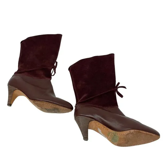 Ted Baker Maroon Suede and Leather Slouchy Twla Boots Size US 6