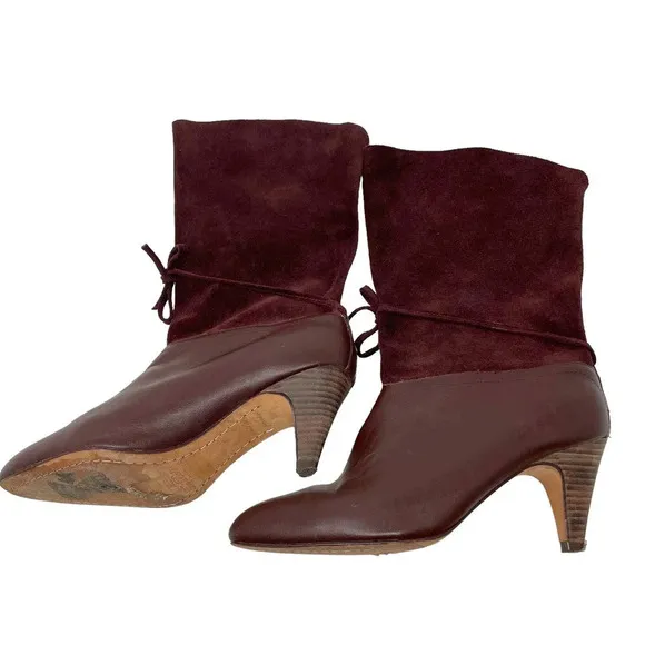 Ted Baker Maroon Suede and Leather Slouchy Twla Boots Size US 6