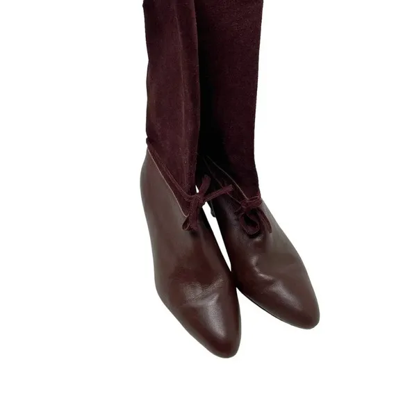 Ted Baker Maroon Suede and Leather Slouchy Twla Boots Size US 6